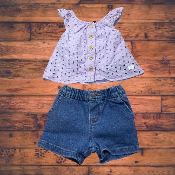 5 for $25🔥7 For All Mankind & Garanimals Matching Set Baby Girl Size 0-3M - Picture 1 of 6